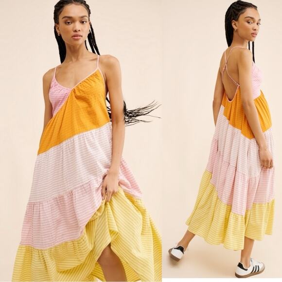 Free People Bohemian Beach Summer What Love Is Maxi Dress Size Large Sundress - Picture 3 of 16